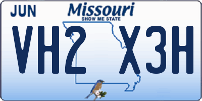MO license plate VH2X3H