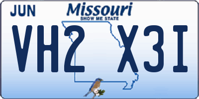 MO license plate VH2X3I