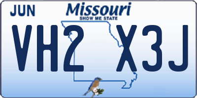 MO license plate VH2X3J