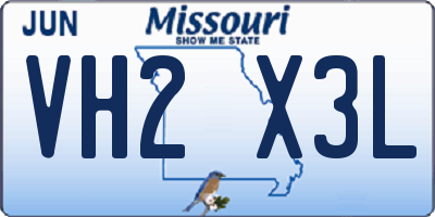 MO license plate VH2X3L