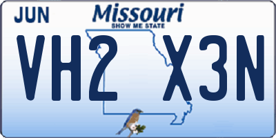 MO license plate VH2X3N
