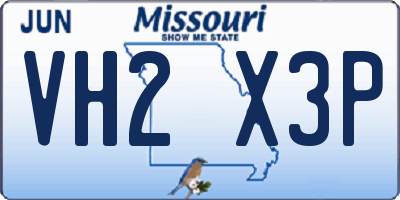 MO license plate VH2X3P