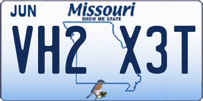 MO license plate VH2X3T