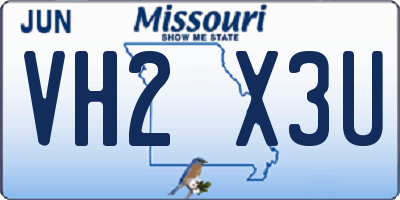 MO license plate VH2X3U