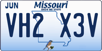 MO license plate VH2X3V