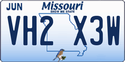 MO license plate VH2X3W