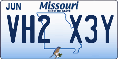 MO license plate VH2X3Y