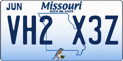 MO license plate VH2X3Z