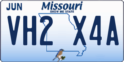 MO license plate VH2X4A