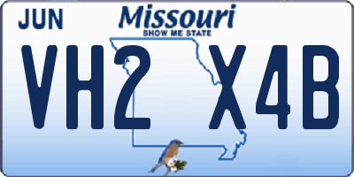 MO license plate VH2X4B
