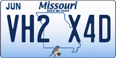 MO license plate VH2X4D