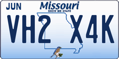 MO license plate VH2X4K