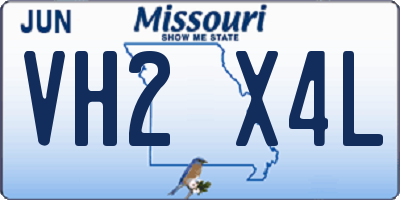 MO license plate VH2X4L