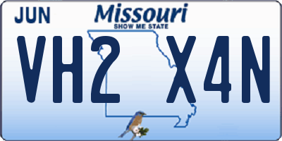 MO license plate VH2X4N