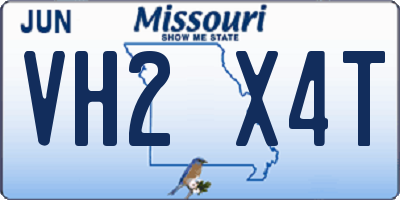 MO license plate VH2X4T