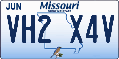 MO license plate VH2X4V