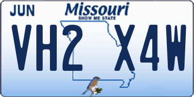 MO license plate VH2X4W