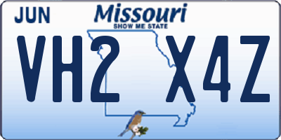 MO license plate VH2X4Z