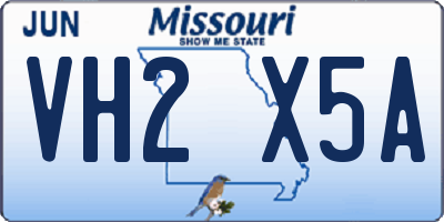 MO license plate VH2X5A