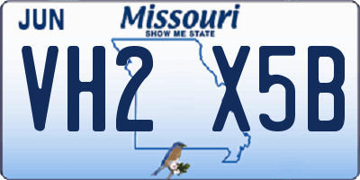 MO license plate VH2X5B