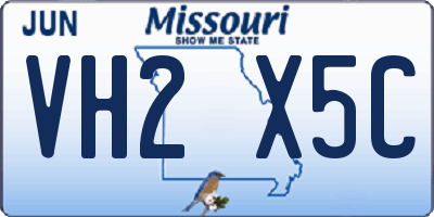 MO license plate VH2X5C
