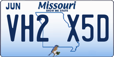 MO license plate VH2X5D