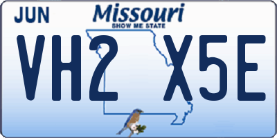 MO license plate VH2X5E