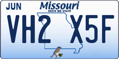 MO license plate VH2X5F