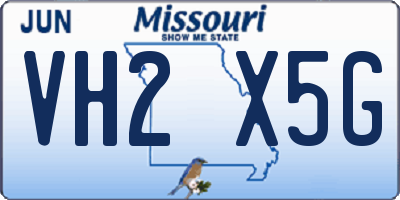 MO license plate VH2X5G