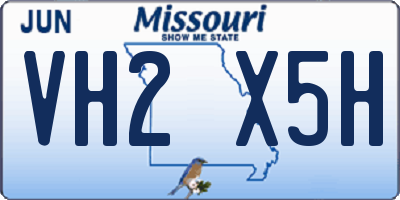 MO license plate VH2X5H