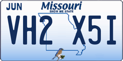 MO license plate VH2X5I