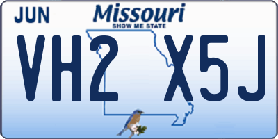 MO license plate VH2X5J