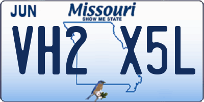 MO license plate VH2X5L