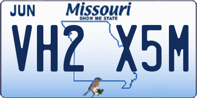 MO license plate VH2X5M