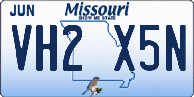 MO license plate VH2X5N
