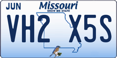 MO license plate VH2X5S