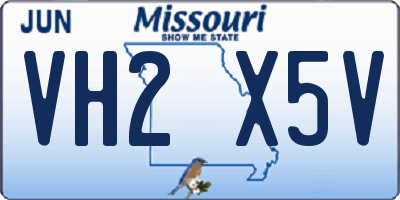 MO license plate VH2X5V