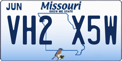 MO license plate VH2X5W