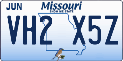 MO license plate VH2X5Z