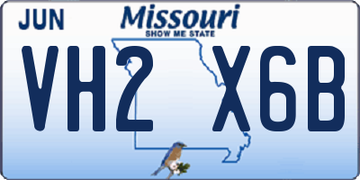 MO license plate VH2X6B