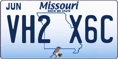 MO license plate VH2X6C