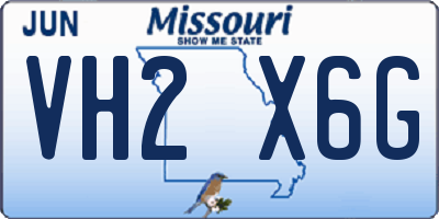 MO license plate VH2X6G