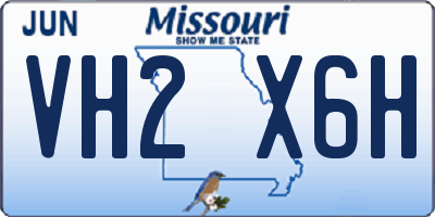 MO license plate VH2X6H