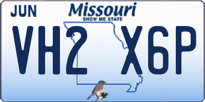 MO license plate VH2X6P