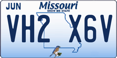 MO license plate VH2X6V