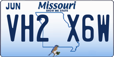 MO license plate VH2X6W