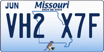 MO license plate VH2X7F