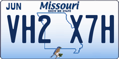 MO license plate VH2X7H