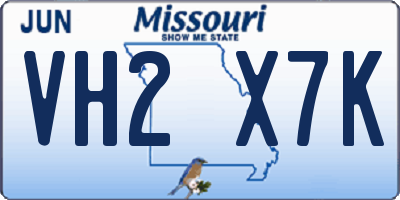 MO license plate VH2X7K