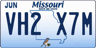 MO license plate VH2X7M